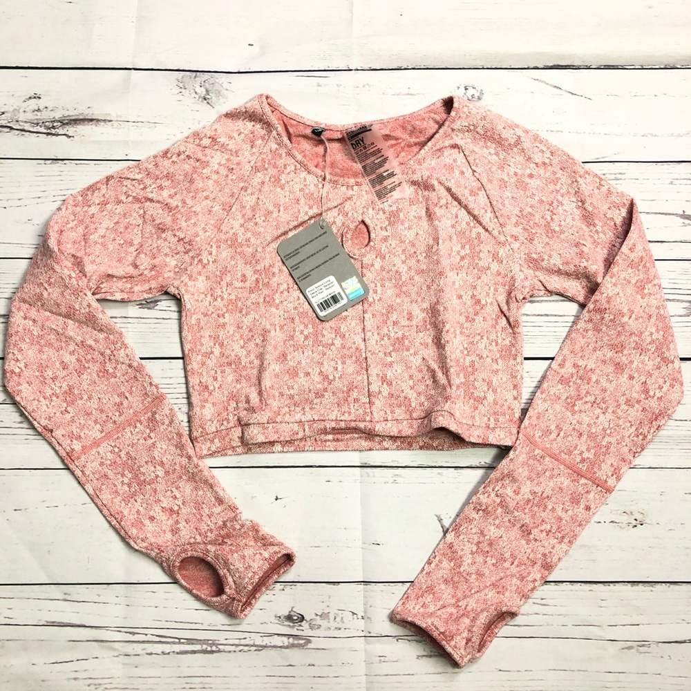 Gymshark Fleur Long Sleeve Crop Top Red Sz Medium